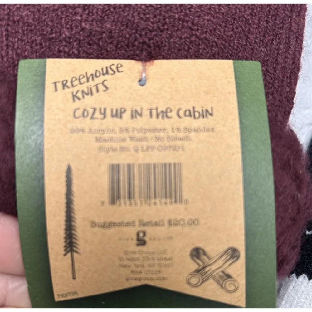 Treehouse Knits New 2 Pair Fleece Lined Slipper Socks No-Slip Grippers Fox Panda